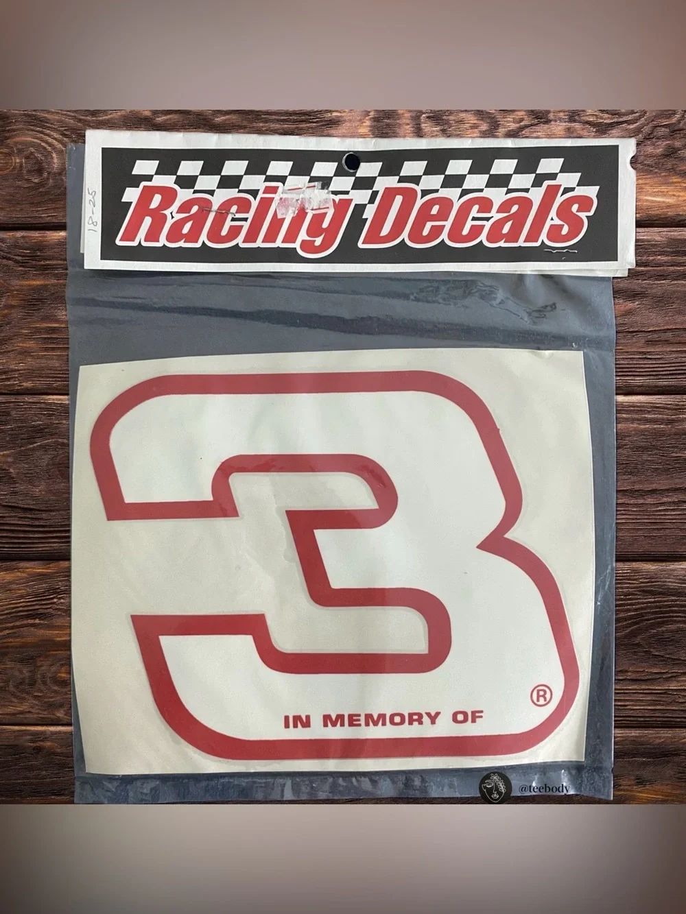 Vintage Dale Earnhardt Sr #3 In Memory Of NASCAR Racing Decal Sticker